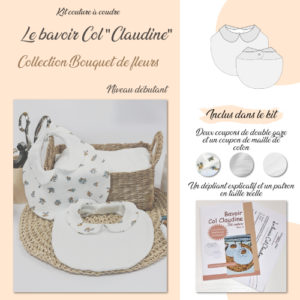Kit de 2 bavoirs à coudre Col Claudine - Bouquet